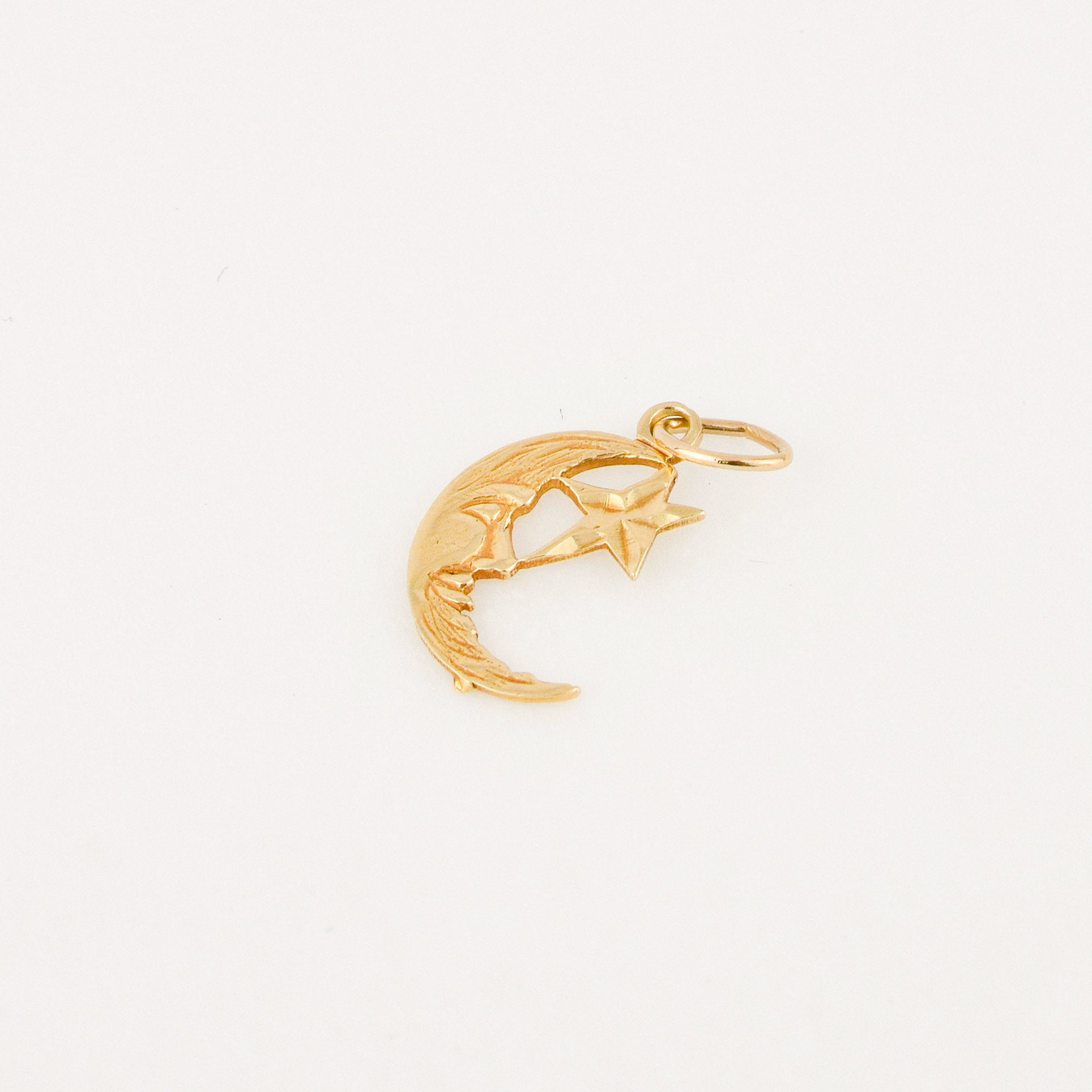 vintage gold crescent moon charm pendant