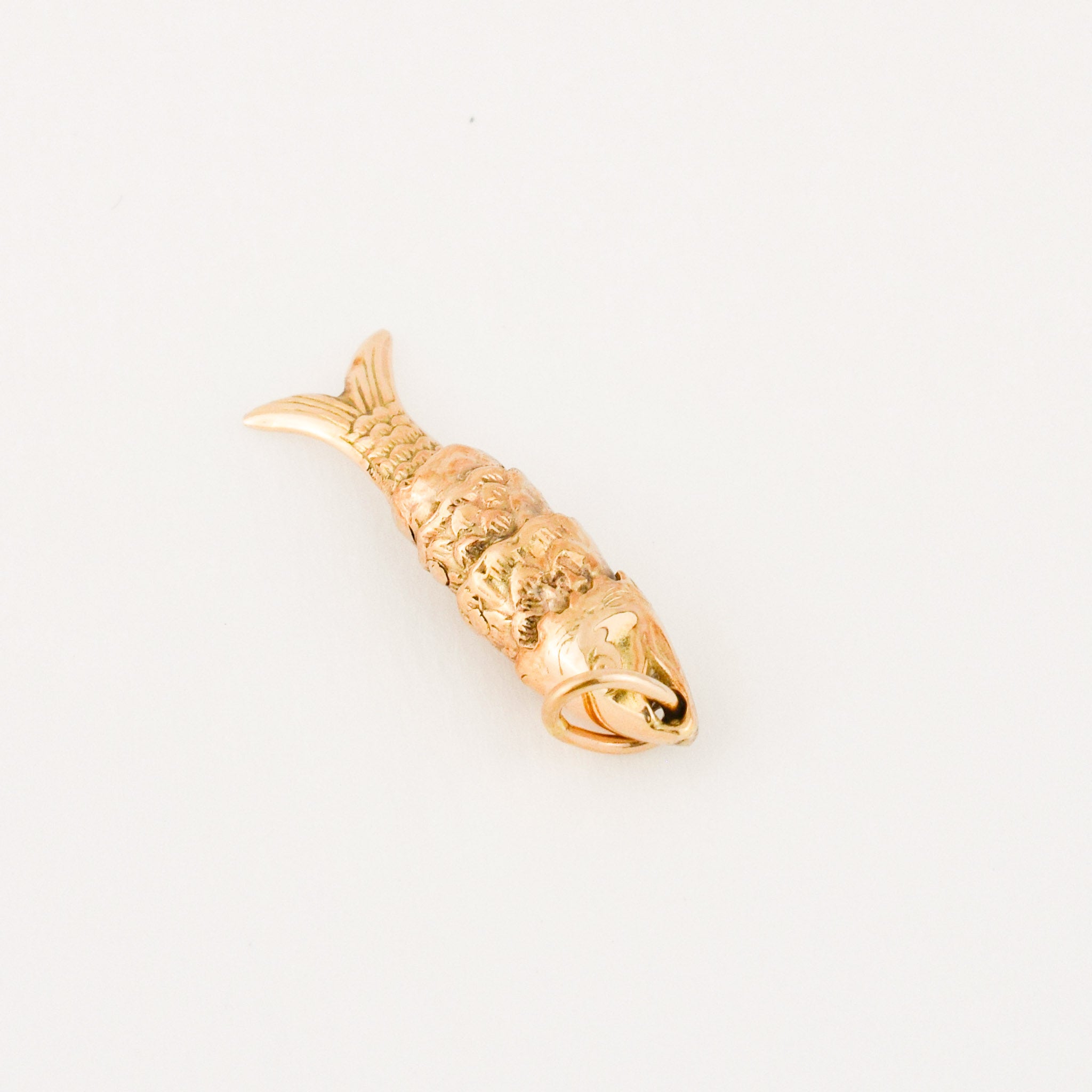 vintage gold articulated fish pendant 