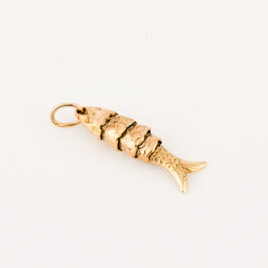 vintage gold articulated fish pendant 