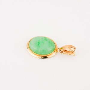 vintage gold cabochon jade pendant 