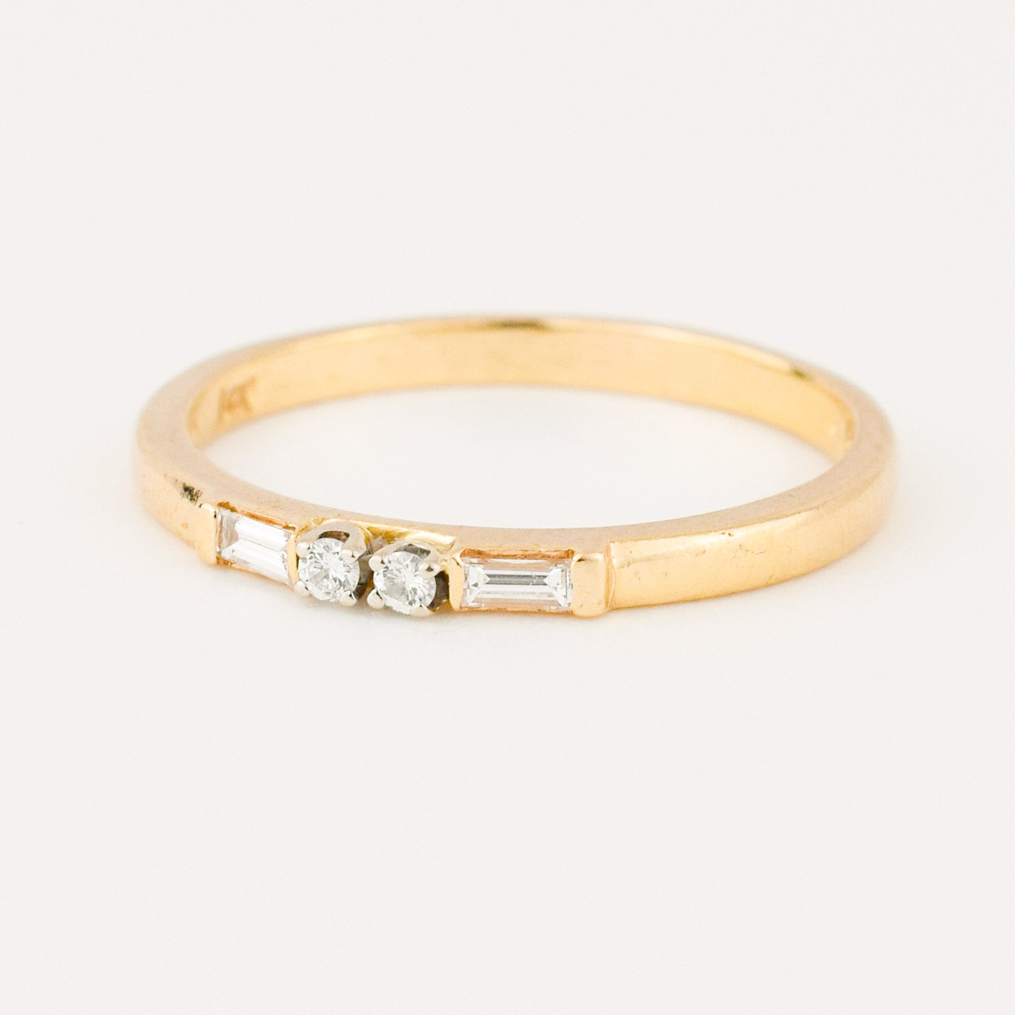 vintage gold mixed diamond band stacking ring