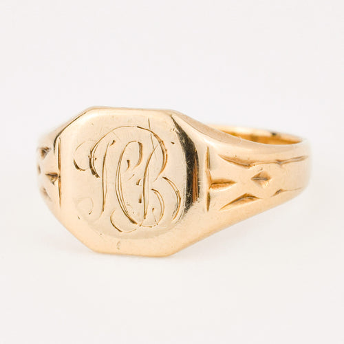 vintage gold 'mb' signet ring