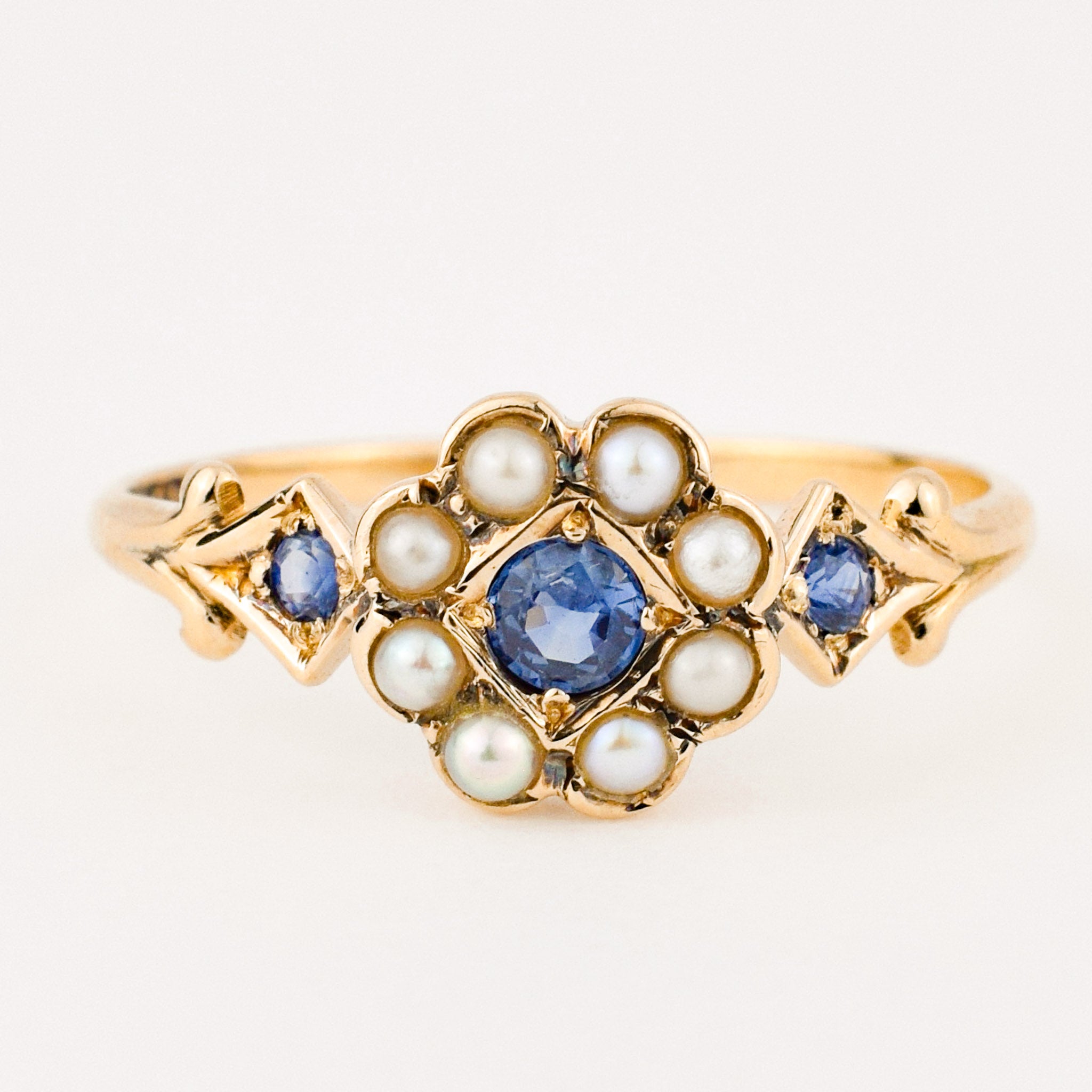 antique sapphire and seed pearl ring 