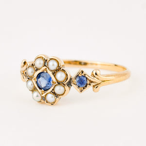 antique sapphire and seed pearl ring 