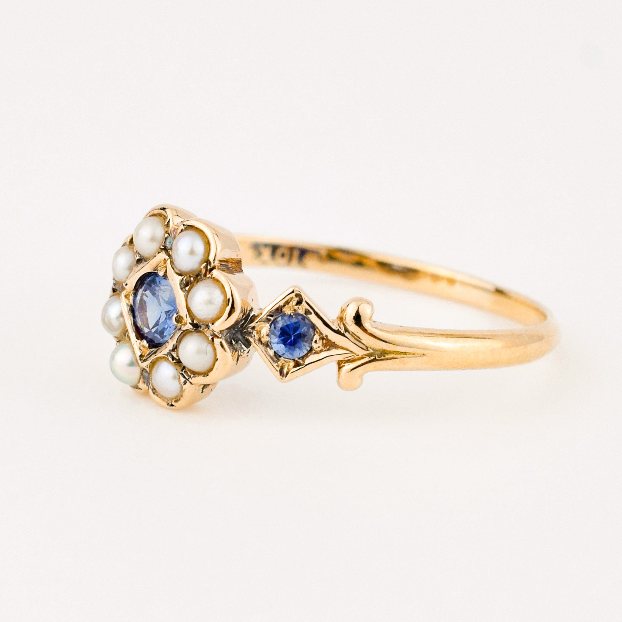 antique sapphire and seed pearl ring 