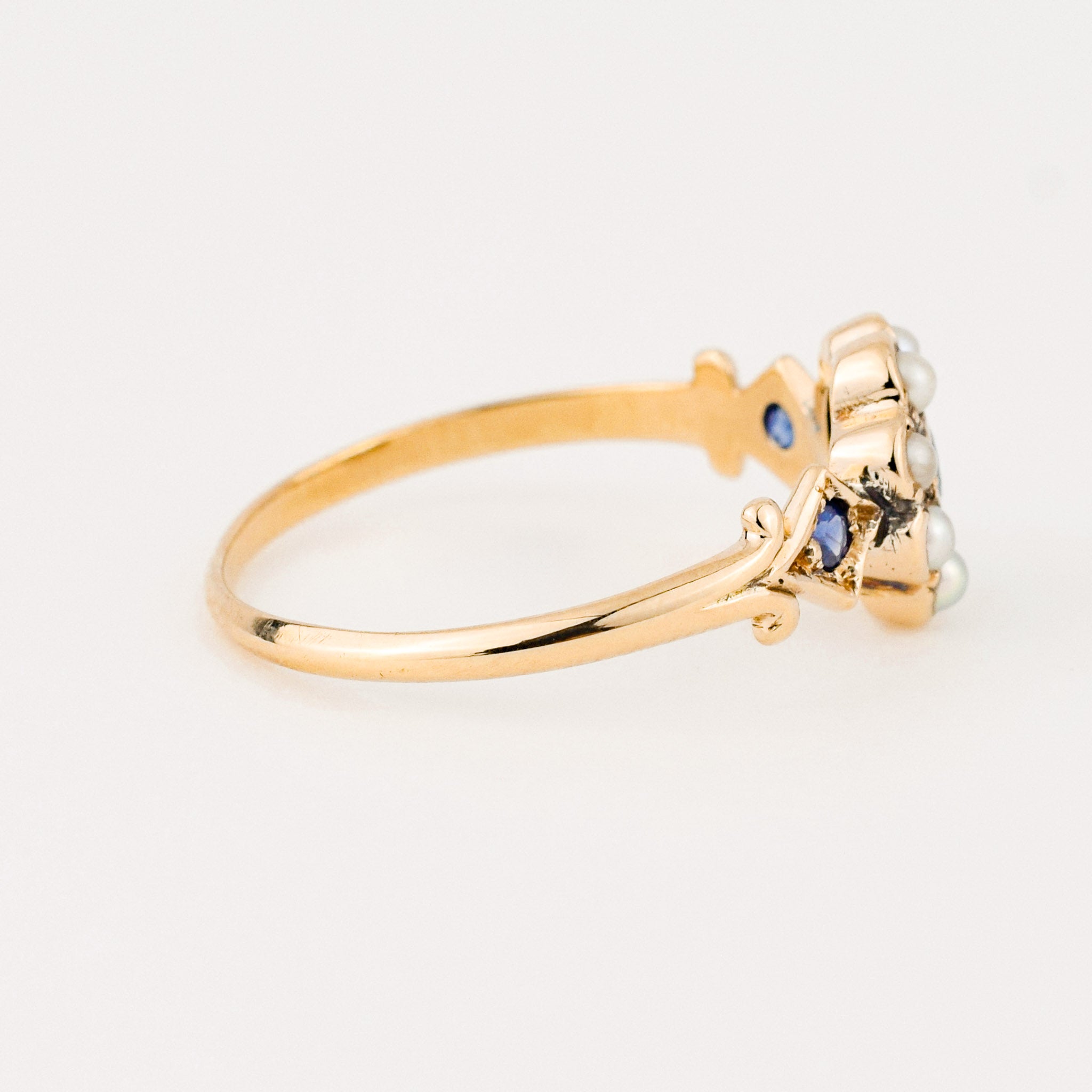 antique sapphire and seed pearl ring 