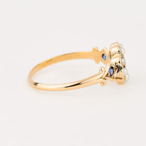 antique sapphire and seed pearl ring 