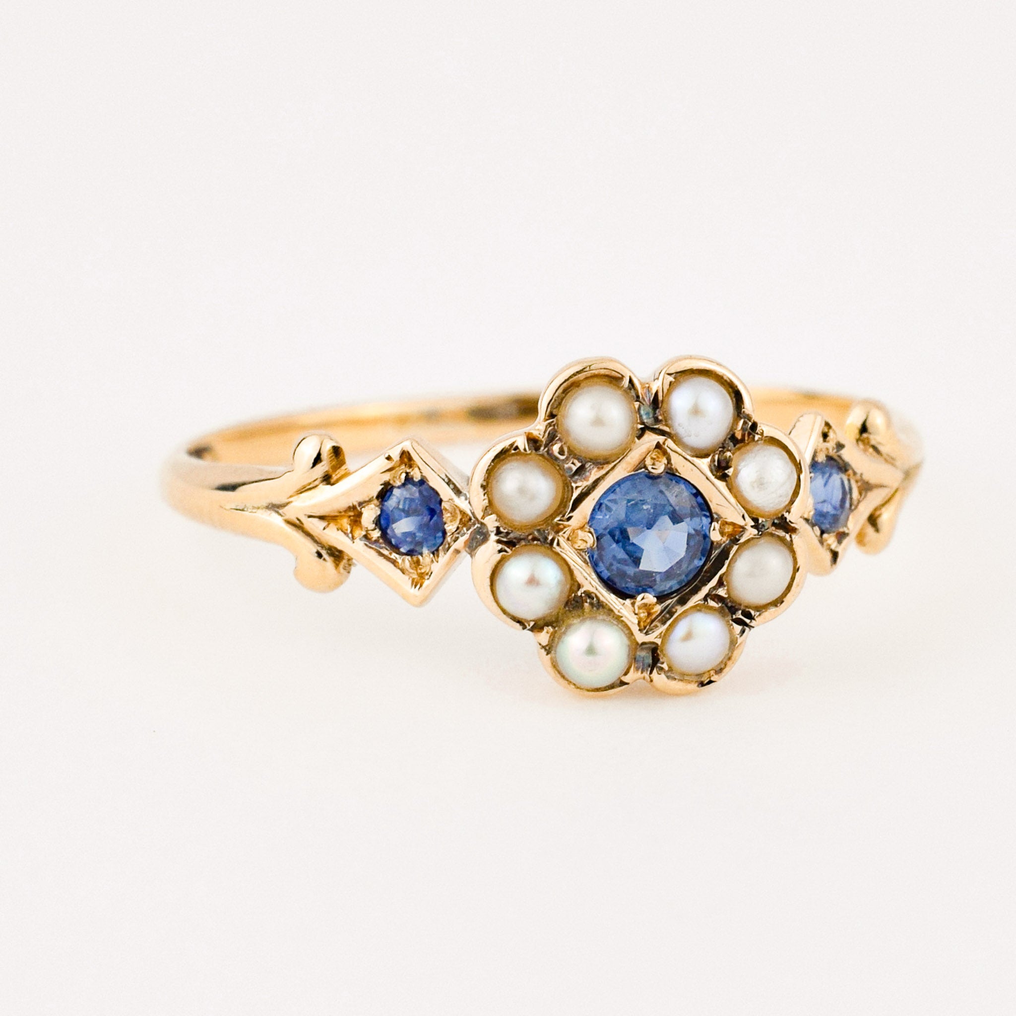 antique sapphire and seed pearl ring 