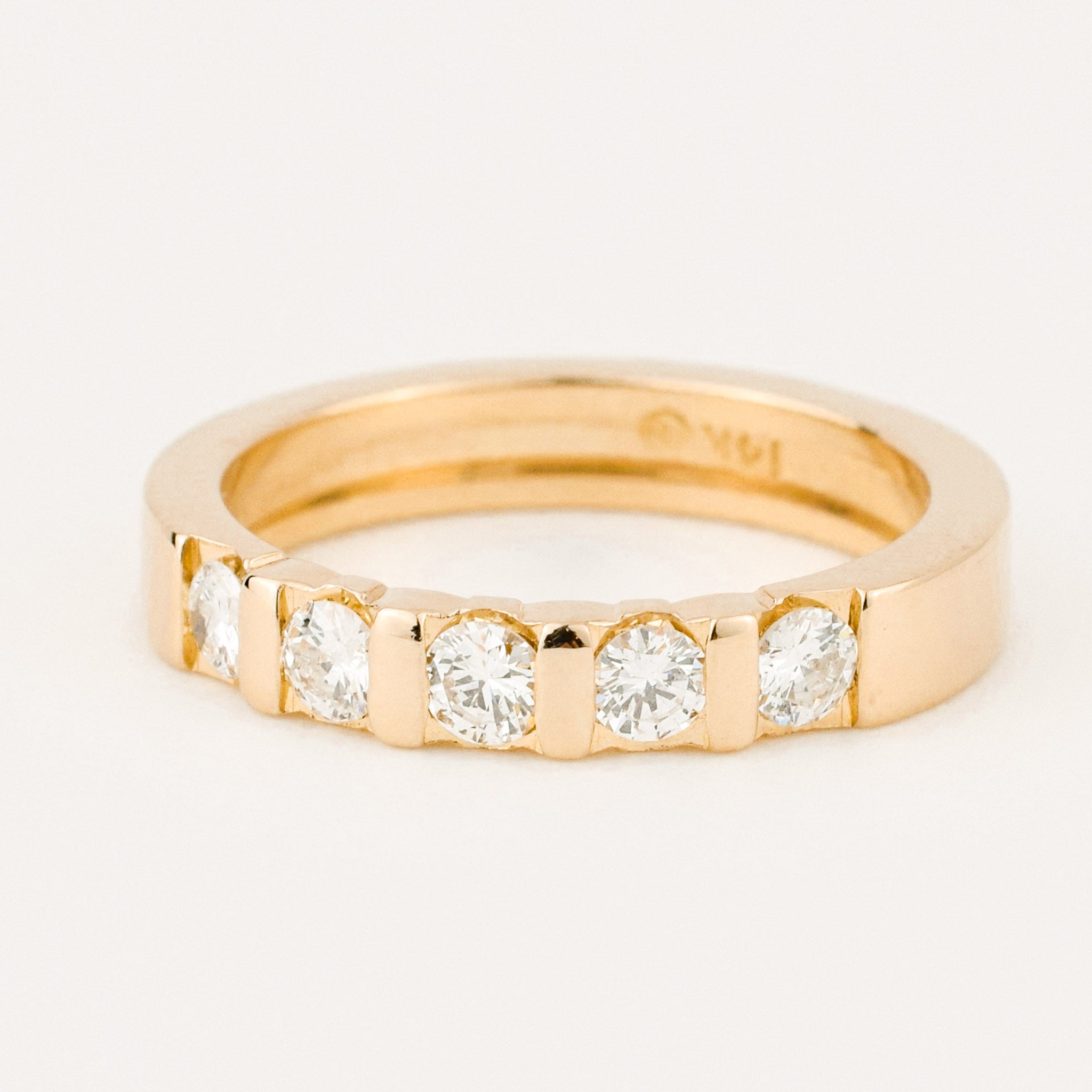 vintage 5 Diamond Celebratory Band, vintage diamond wedding band  