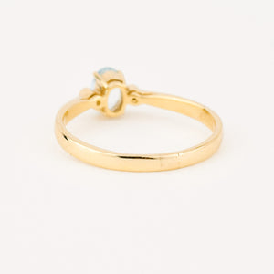 vintage gold dainty blue topaz and diamond ring 