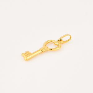 vintage gold heart key pendant