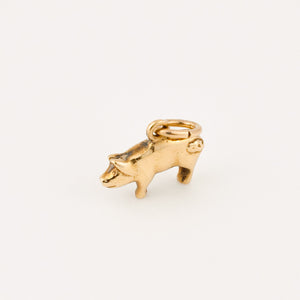 vintage gold pig charm 