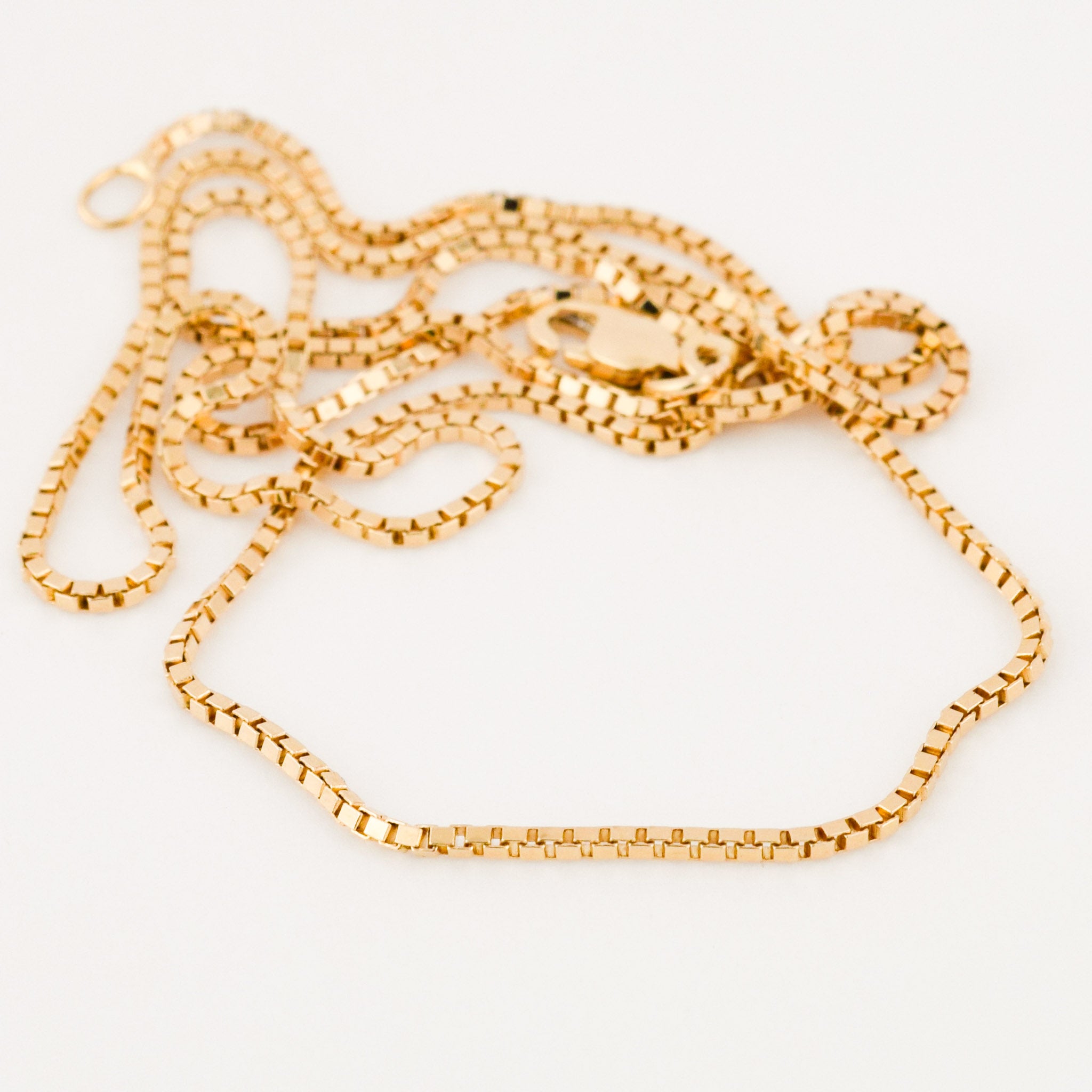 vintage 14k gold 18.5" box chain necklace