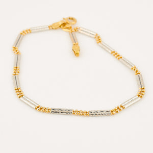 vintage gold bar and bead bracelet 