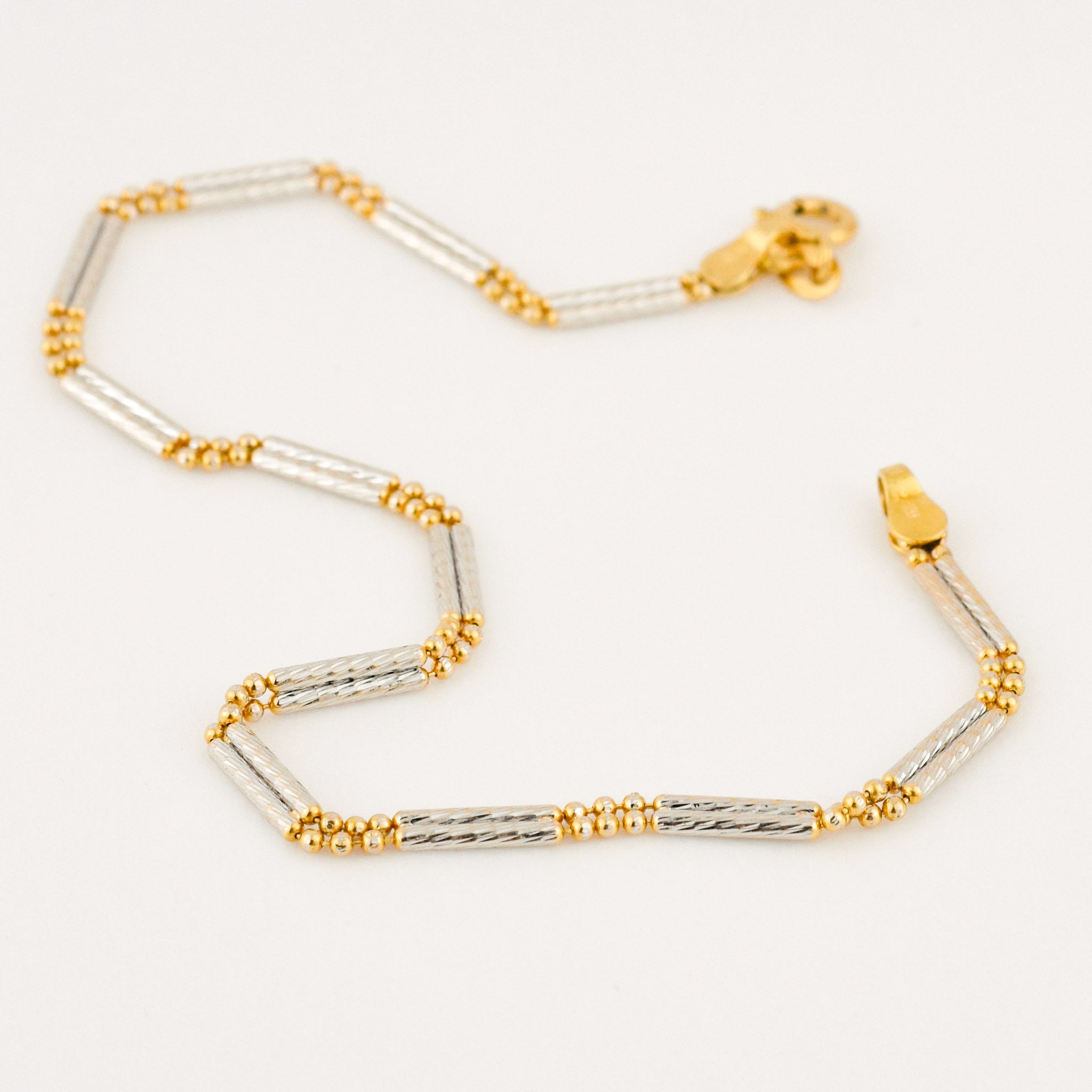 vintage gold bar and bead bracelet 