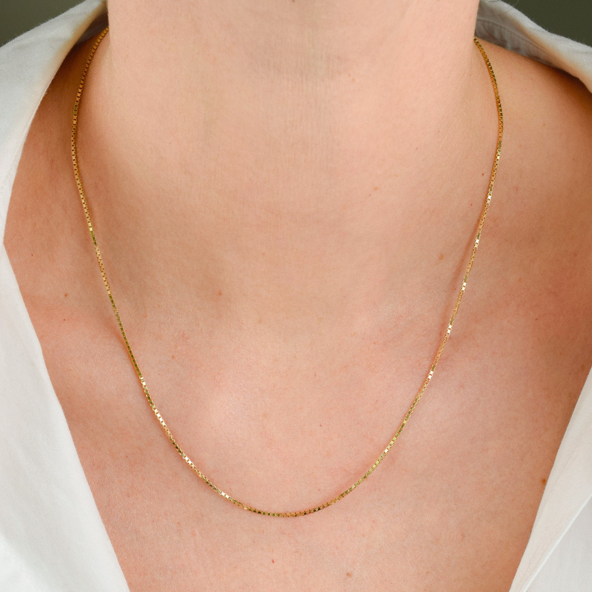 vintage 14k gold 18.5" box chain necklace