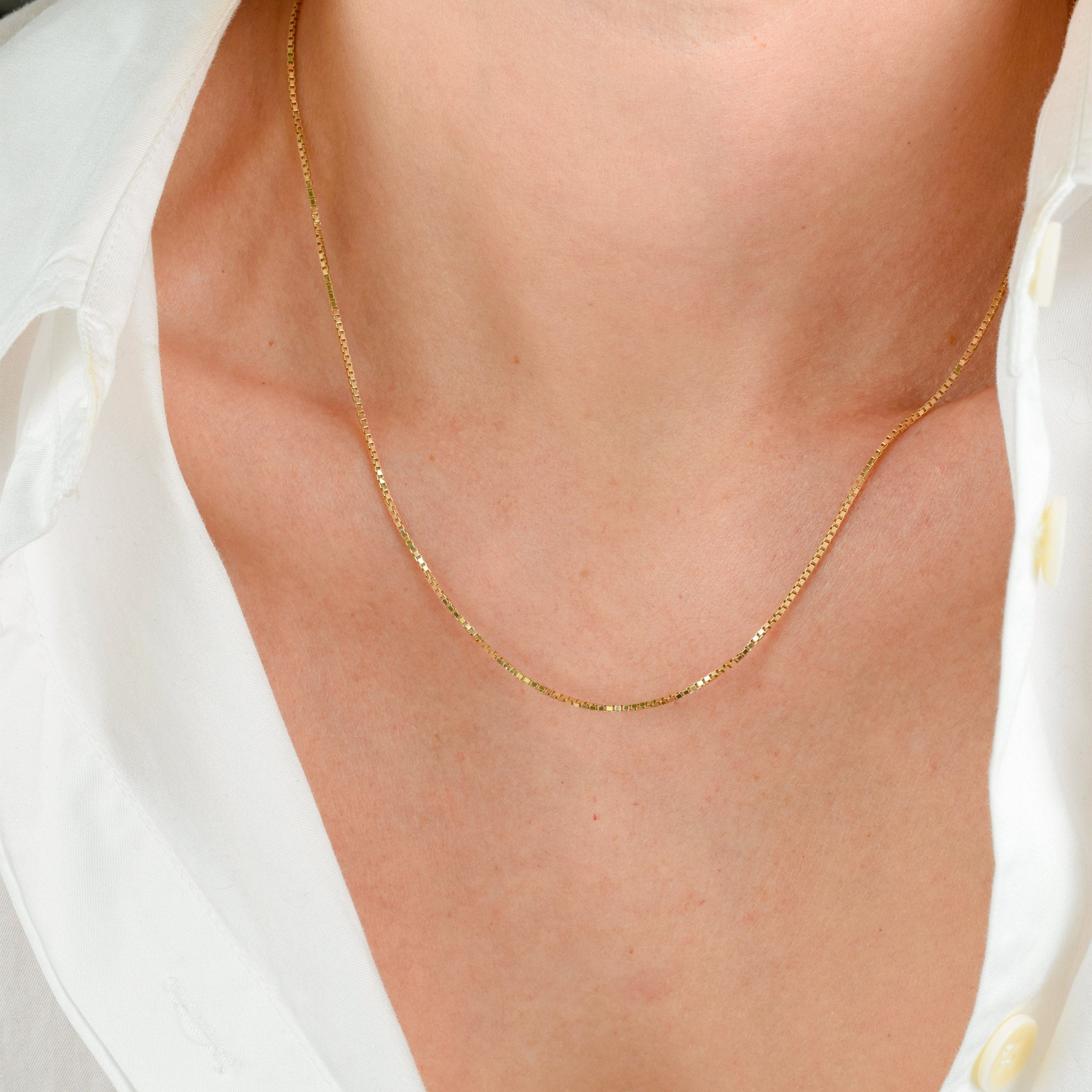 vintage 14k gold 18.5" box chain necklace