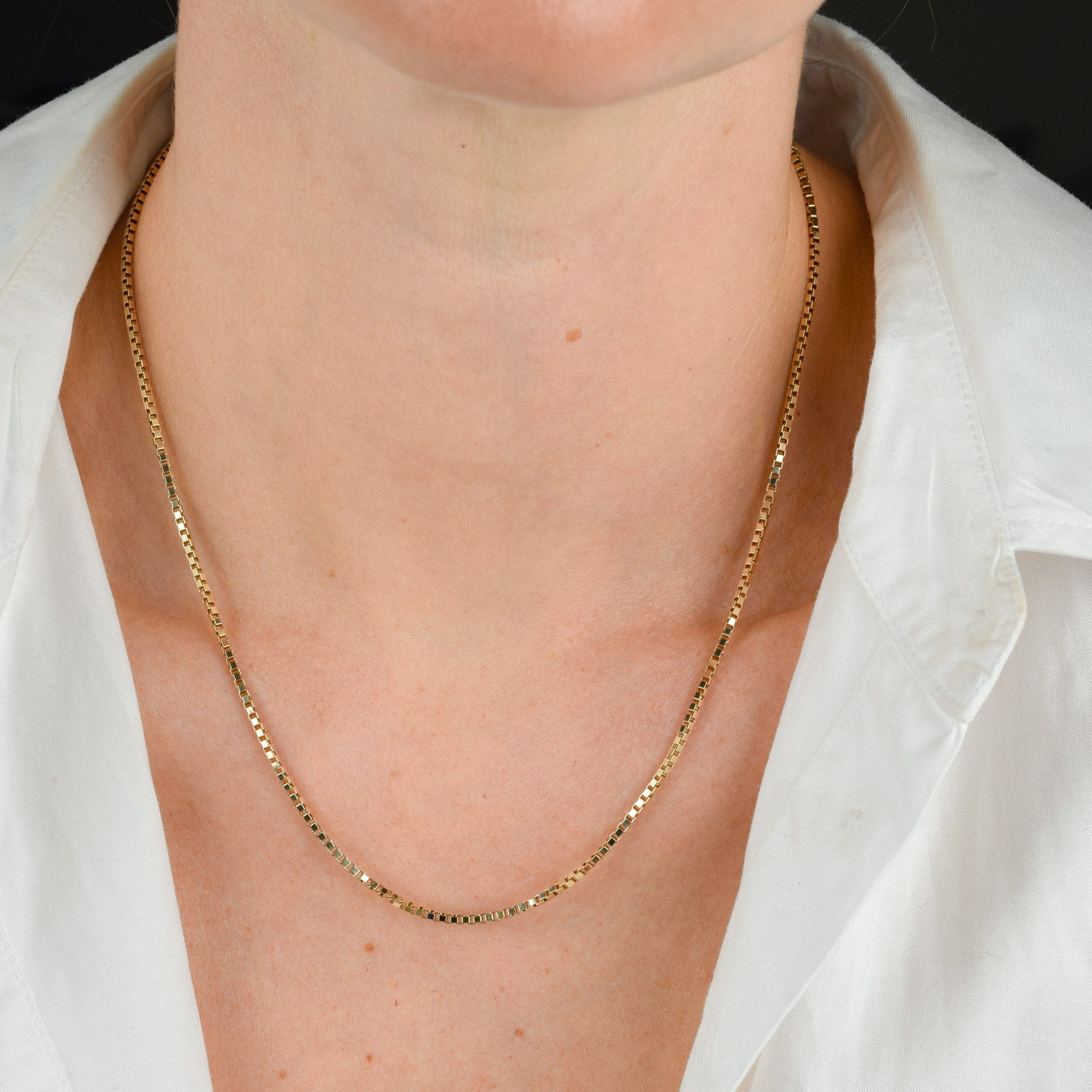 vintage gold chunky box chain necklace