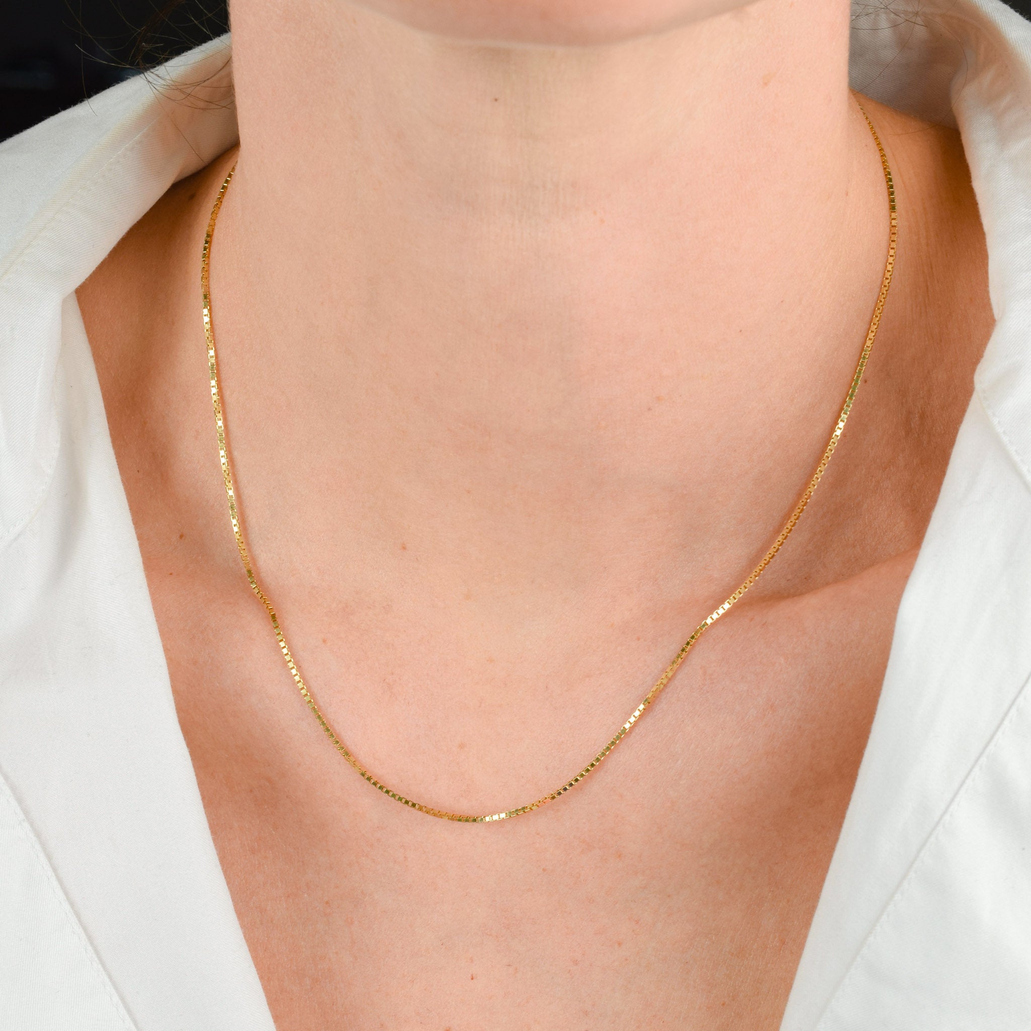 vintage gold box chain necklace