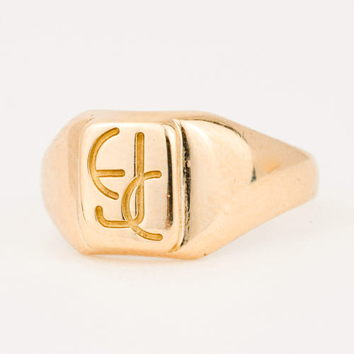 vintage 'EJC' gold Signet ring