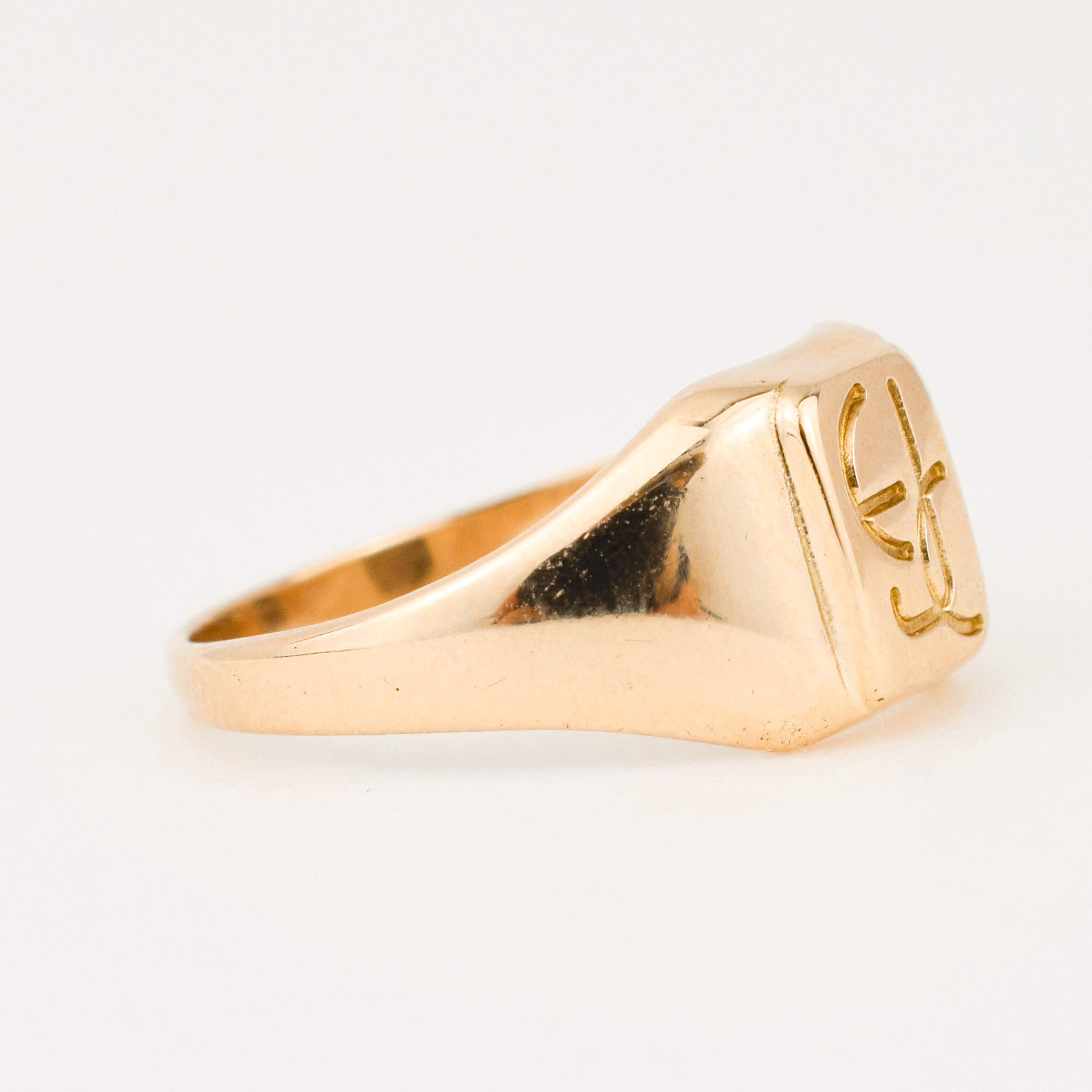 vintage 'EJC' gold Signet ring
