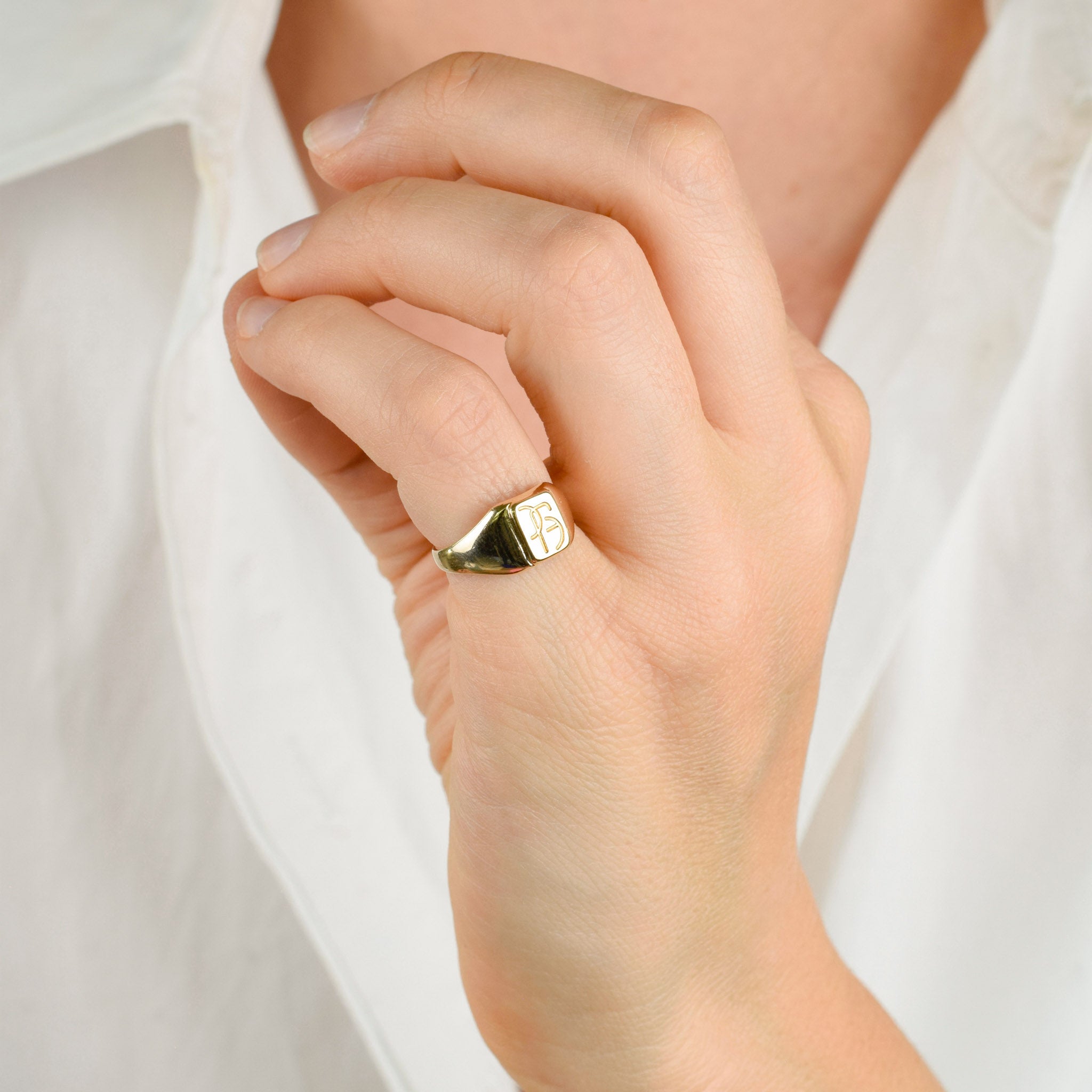 'ECJ' Engraved Signet Ring