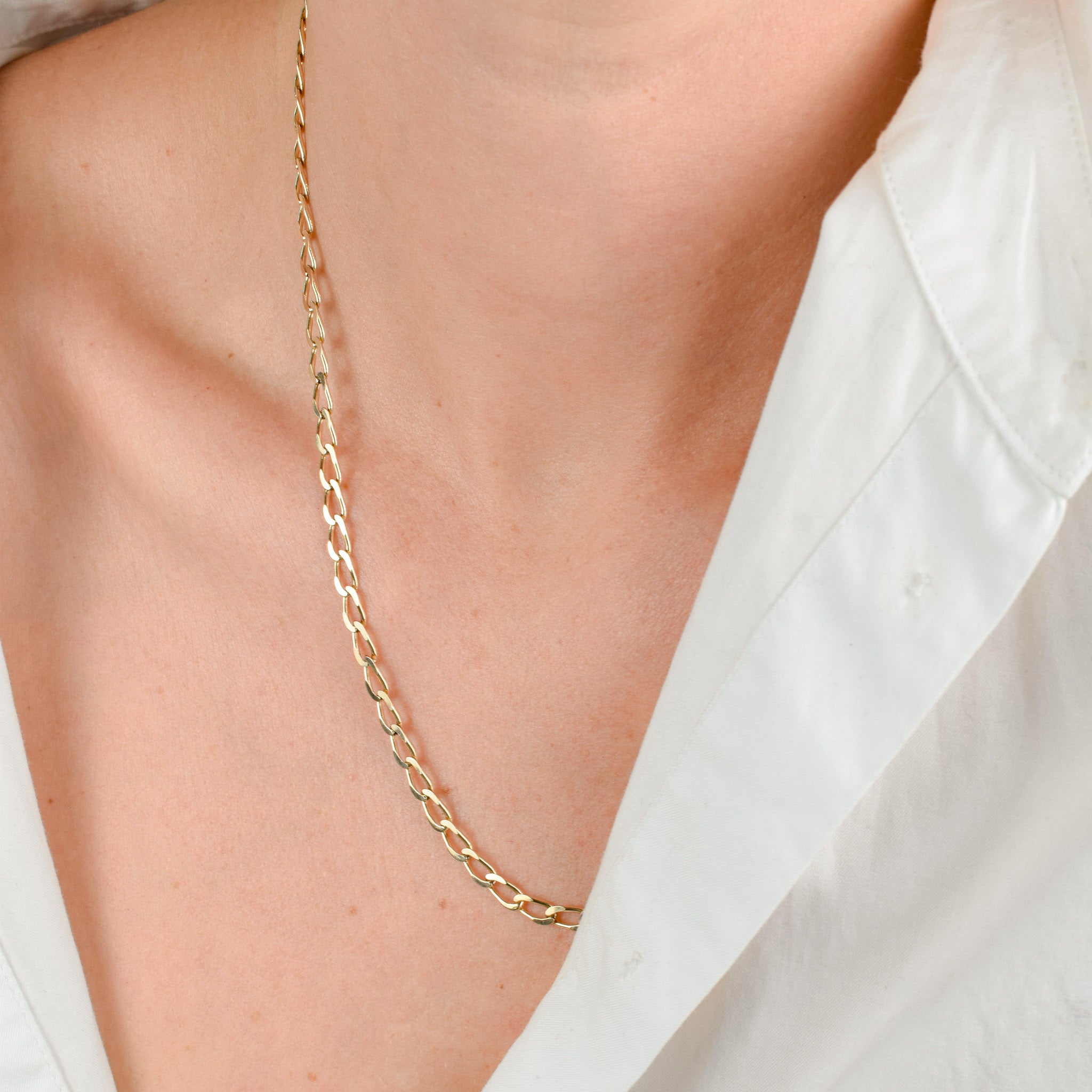 vintage gold unisex chunky curb chain necklace