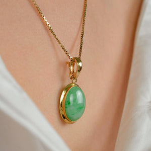 vintage gold cabochon jade pendant 
