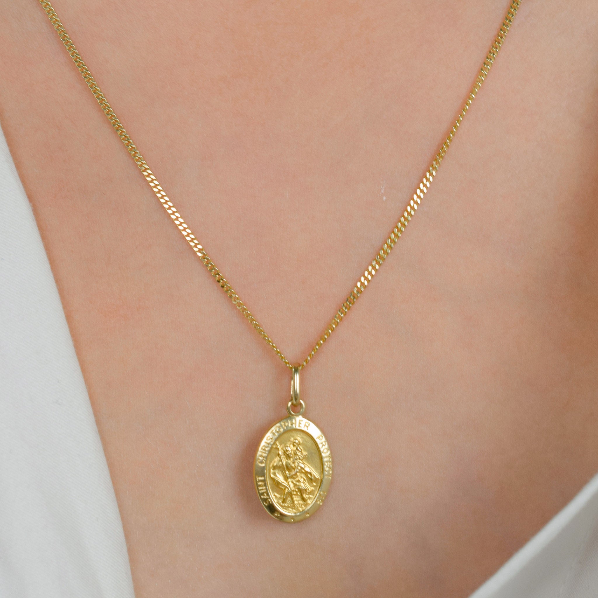 vintage gold saint Christopher pendant 