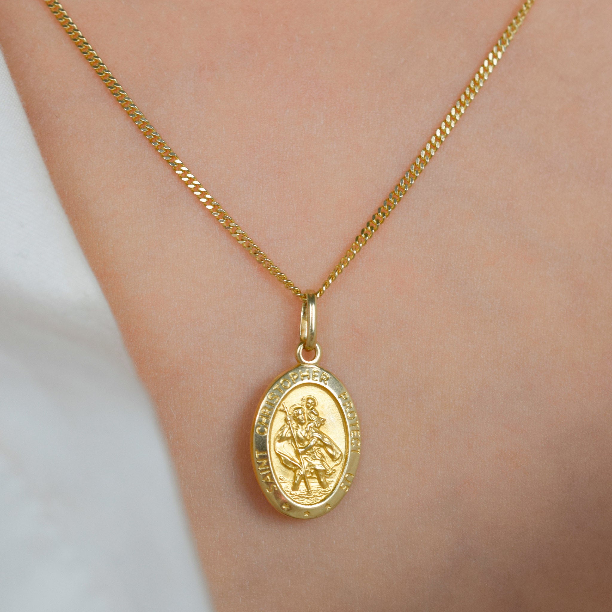 vintage gold saint Christopher pendant 