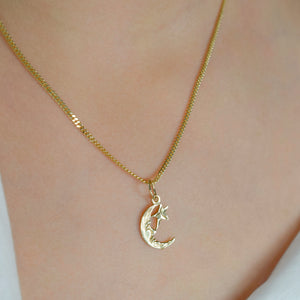vintage gold crescent moon charm pendant