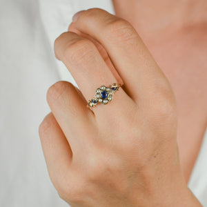 antique sapphire and seed pearl ring 