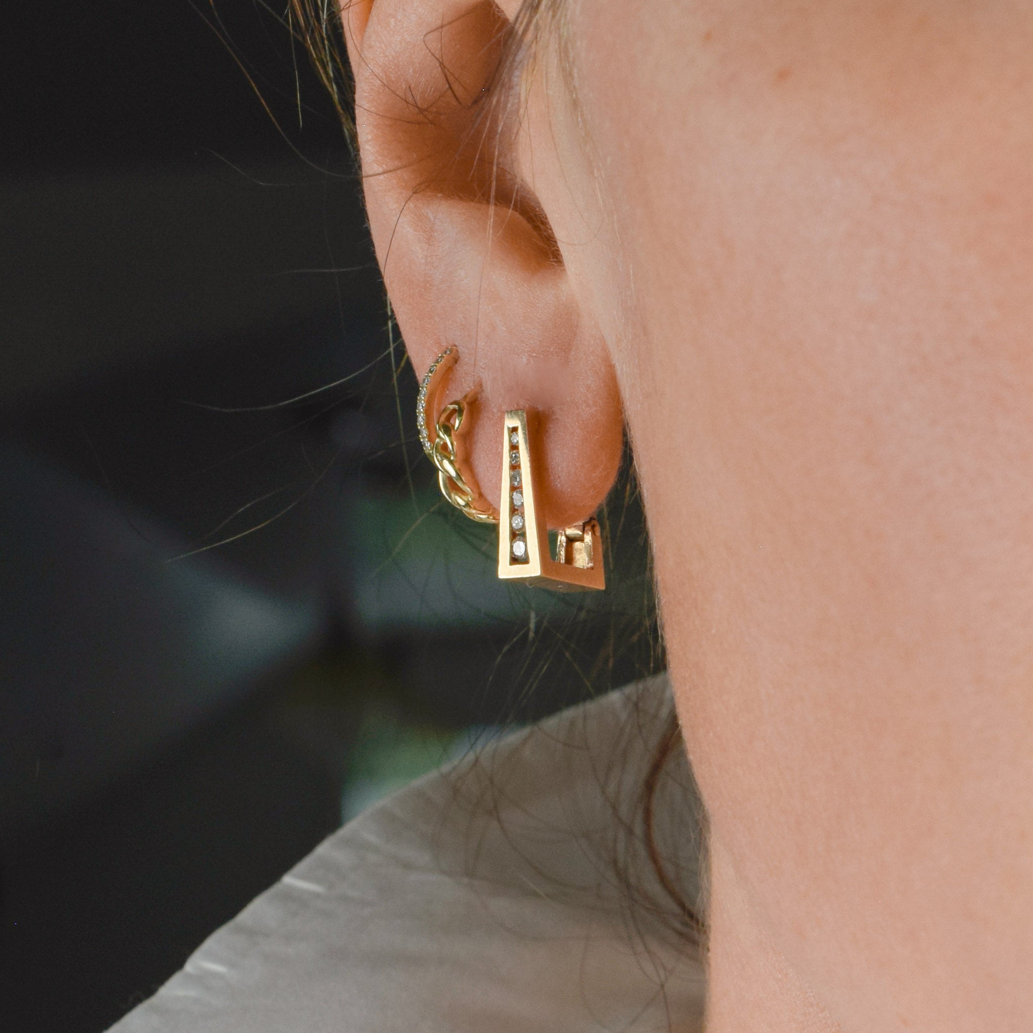 vintage gold retro diamond hoop earrings 