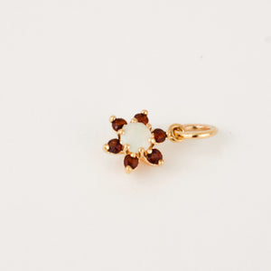 vintage gold garnet and opal flower charm