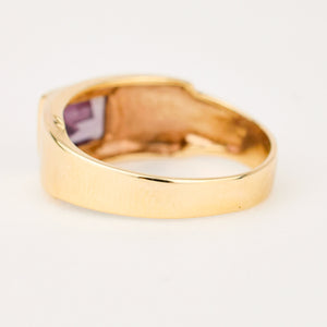 vintage gold bezel set synthetic sapphire ring 