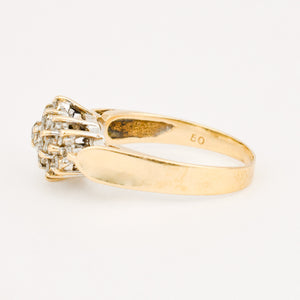 vintage gold diamond cluster ring 
