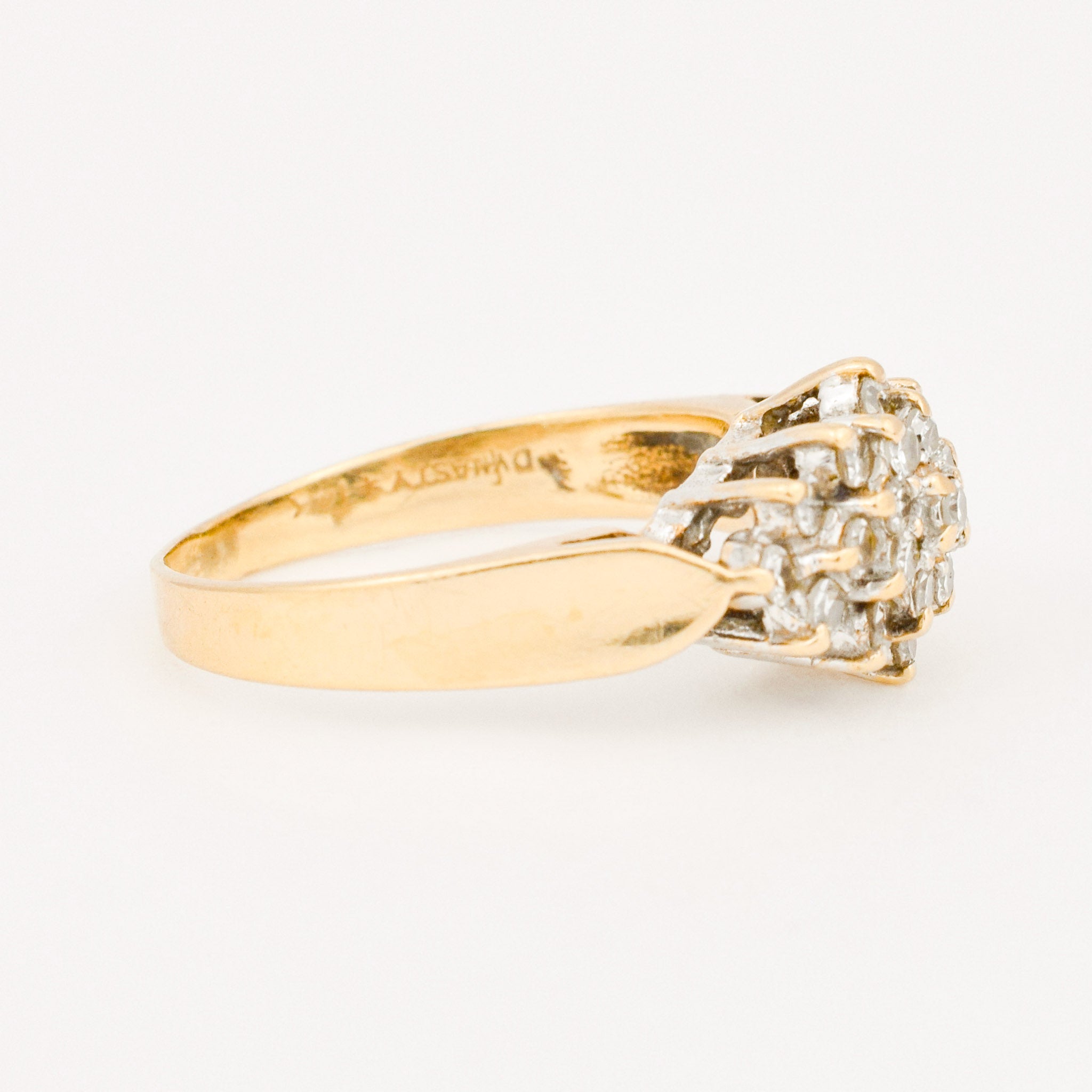 vintage gold diamond cluster ring 