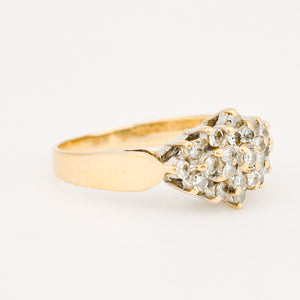 vintage gold diamond cluster ring 