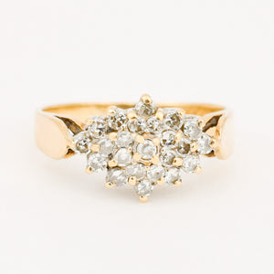 vintage gold diamond cluster ring 
