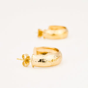 vintage 10k gold etched hoop earrings 