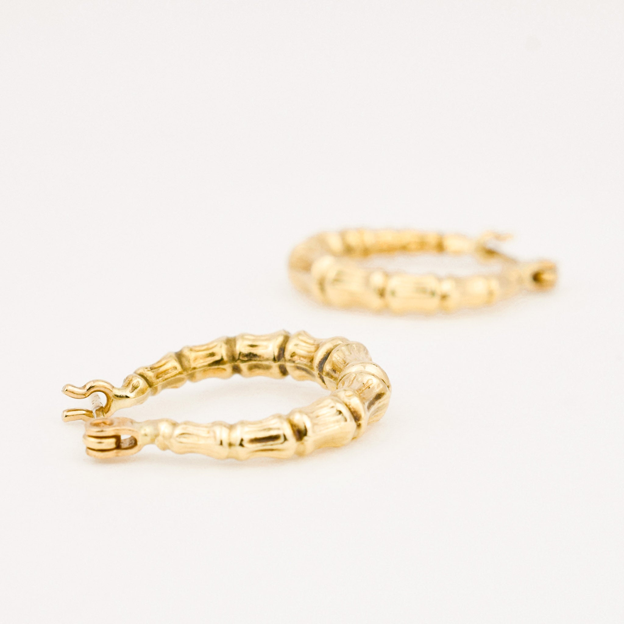 vintage gold bamboo hoop earrings