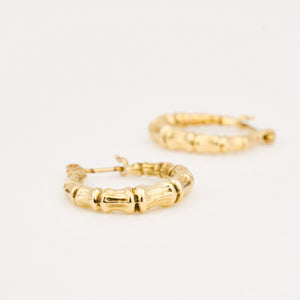 vintage gold bamboo hoop earrings