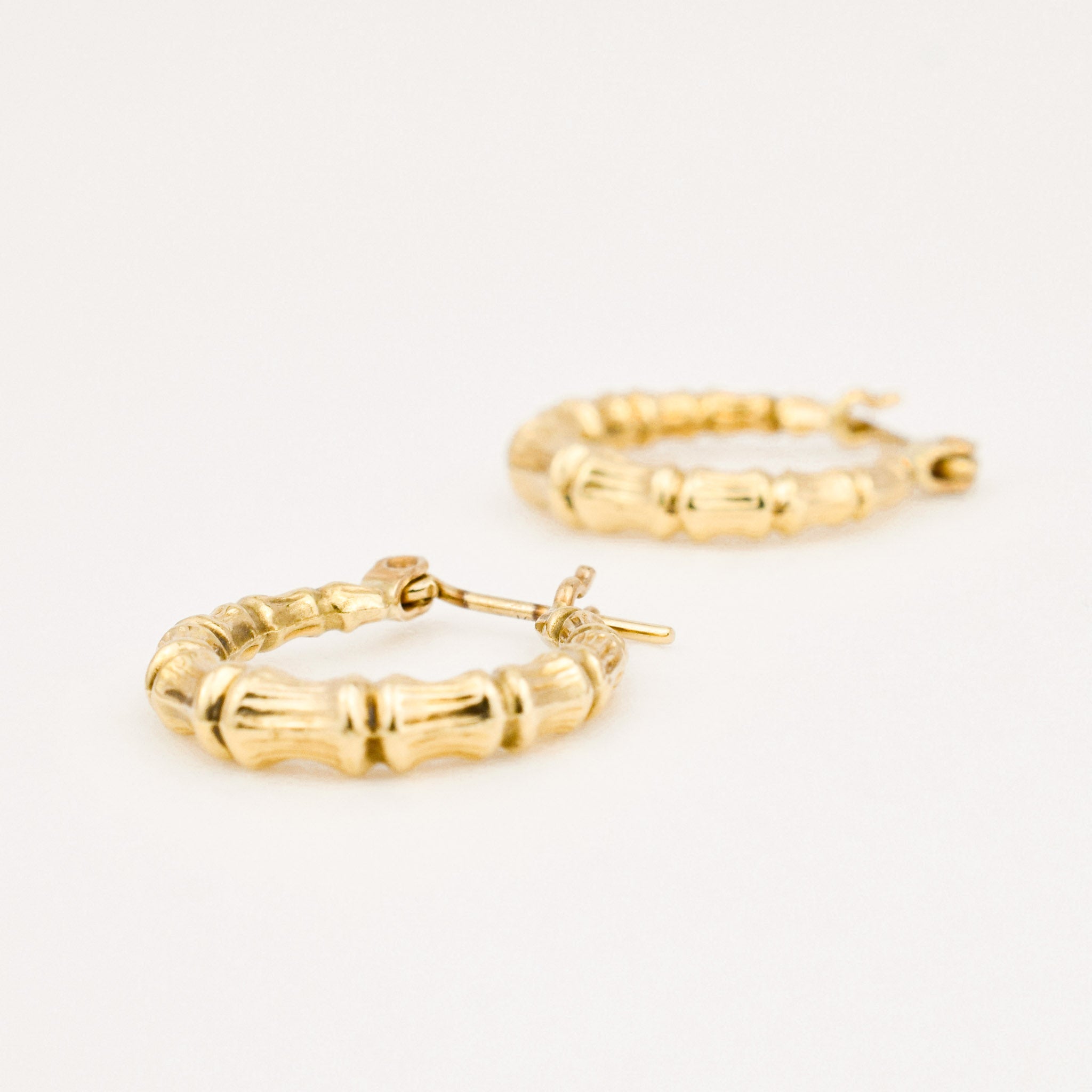 vintage gold bamboo hoop earrings