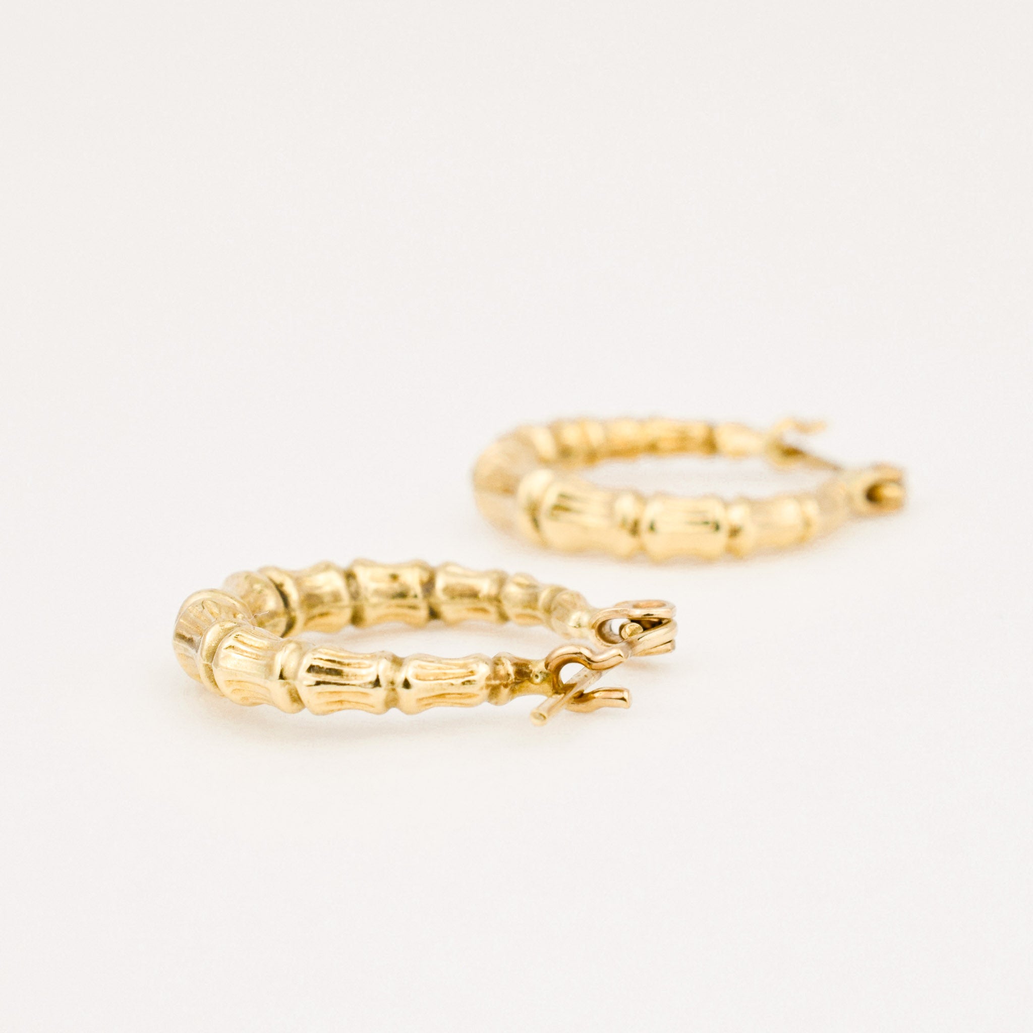 vintage gold bamboo hoop earrings