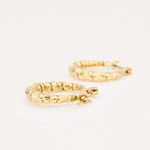 vintage gold bamboo hoop earrings