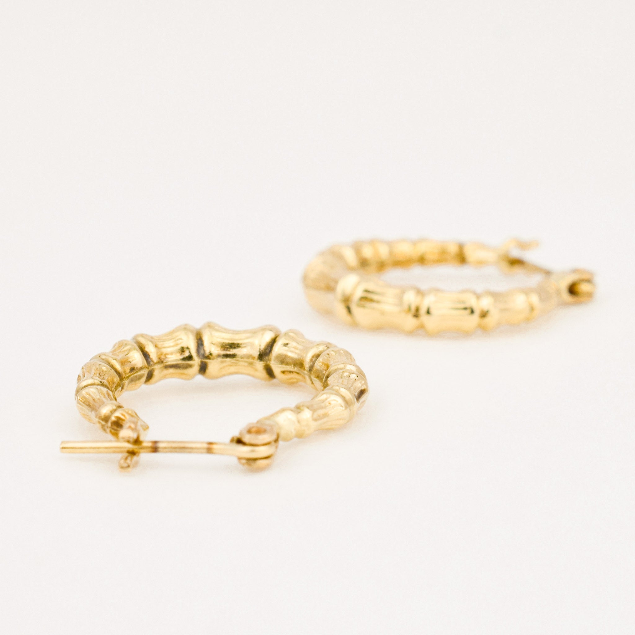 vintage gold bamboo hoop earrings