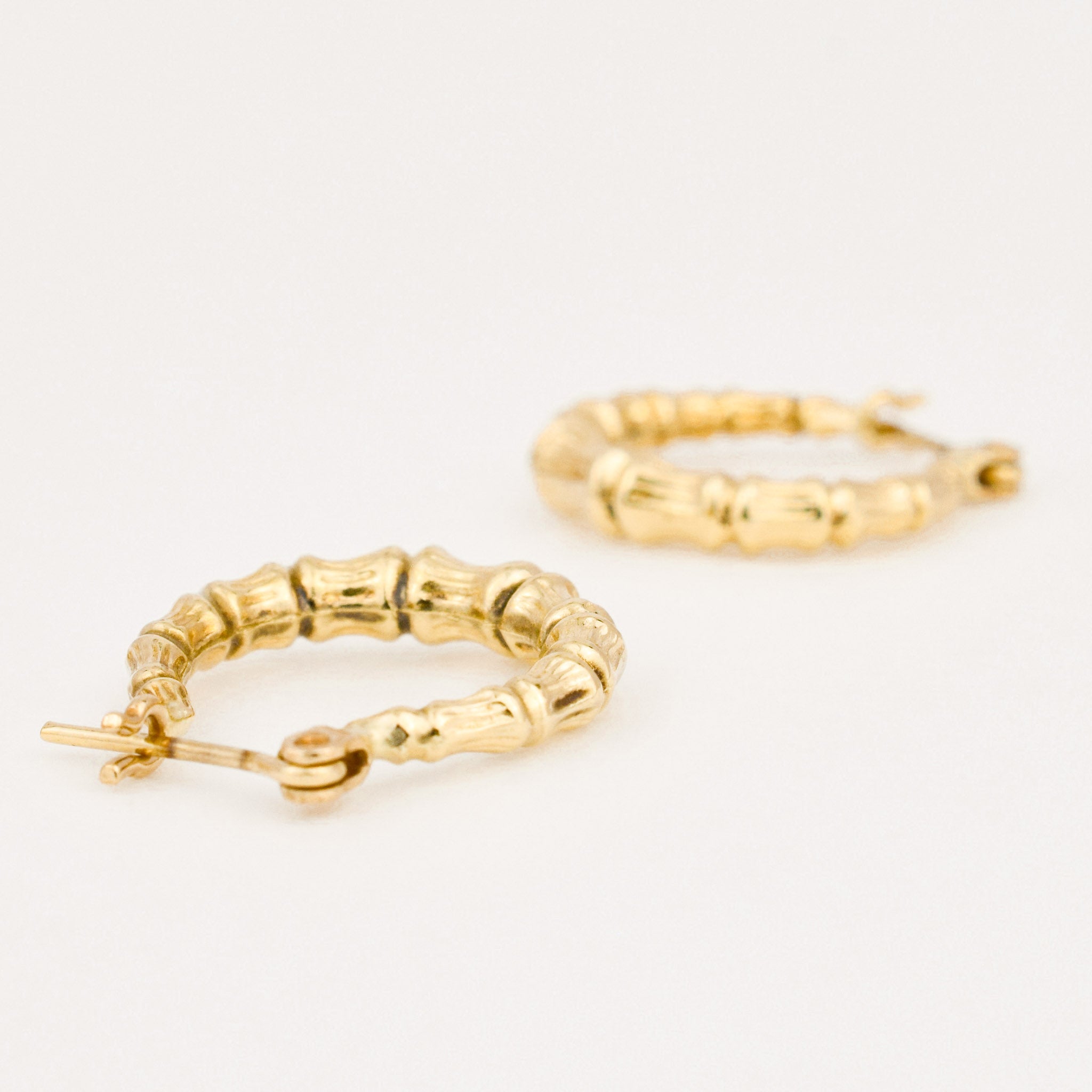 vintage gold bamboo hoop earrings