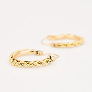 vintage gold rope hoop earrings 