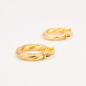 vintage gold twist hoop earrings