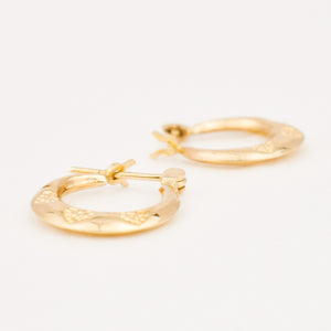 vintage 10k yellow gold heart hoop earrings